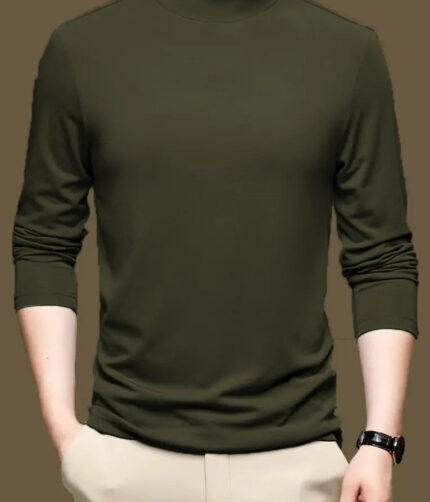 Lime Men's full sleeves turtle neck/high neck t shirt