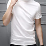 Stylish Polyester White High Neck Tees Solid T-shirt For Men