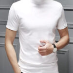 Stylish Polyester White High Neck Tees Solid T-shirt For Men