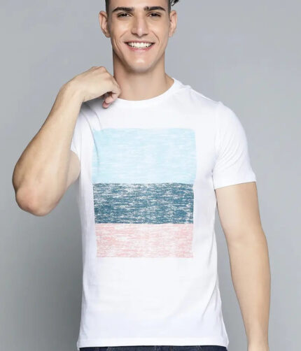 Trendy Cotton Blend White Tees For Men