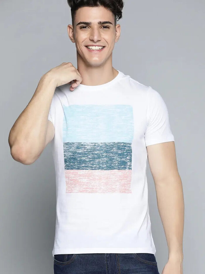 Trendy Cotton Blend White Tees For Men