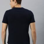 Trendy Cotton Blend Navy Blue Tees For Men