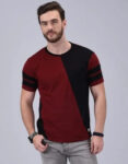 Stylish Cotton Colourblocked Round Neck T-shirt For Men