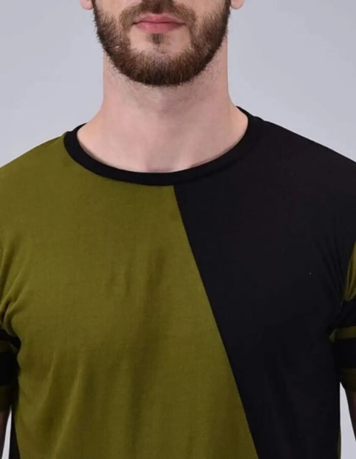 Stylish Cotton Colourblocked Round Neck T-shirt For Men
