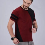 Stylish Cotton Colourblocked Round Neck T-shirt For Men