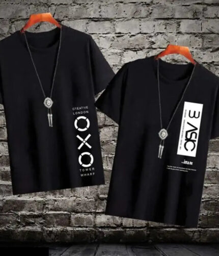 Classic Cotton Blend Printed Tshirt for Men, Pack of 2