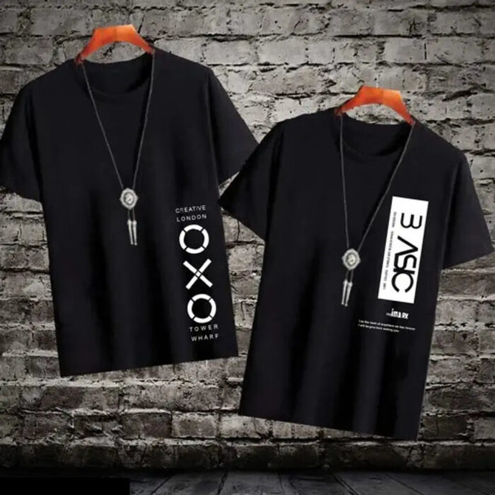 Classic Cotton Blend Printed Tshirt for Men, Pack of 2