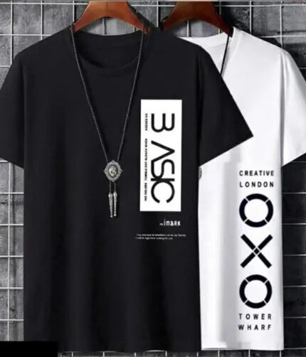 Classic Cotton Blend Printed Tshirt for Men, Pack of 2