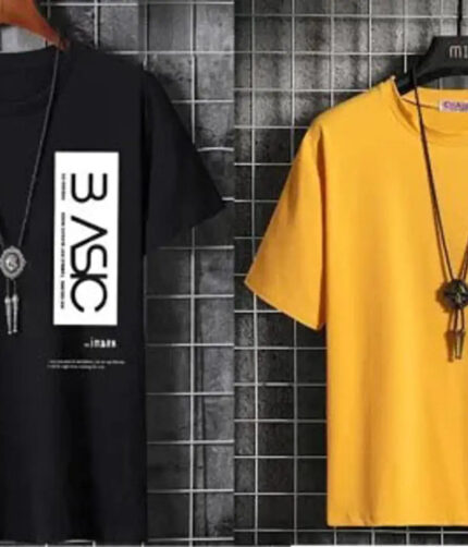 Classic Cotton Blend Printed Tshirt for Men, Pack of 2