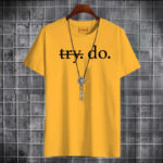 Yellow party wear cotton t-shirt for men