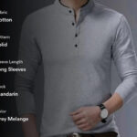 Mens Trendy Solid Cotton Mandarin Tees