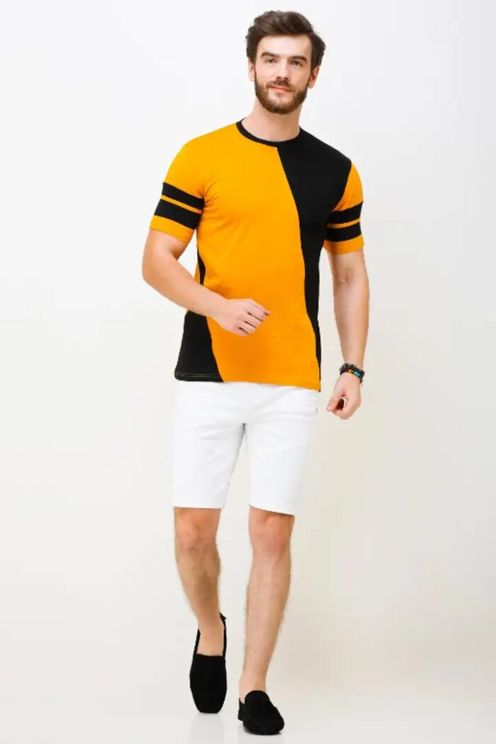 Preety Cotton Color Block Short Sleeves Multicolor T-shirts