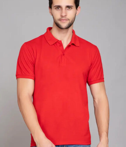 Men Solid Polo Neck Black T-Shirt