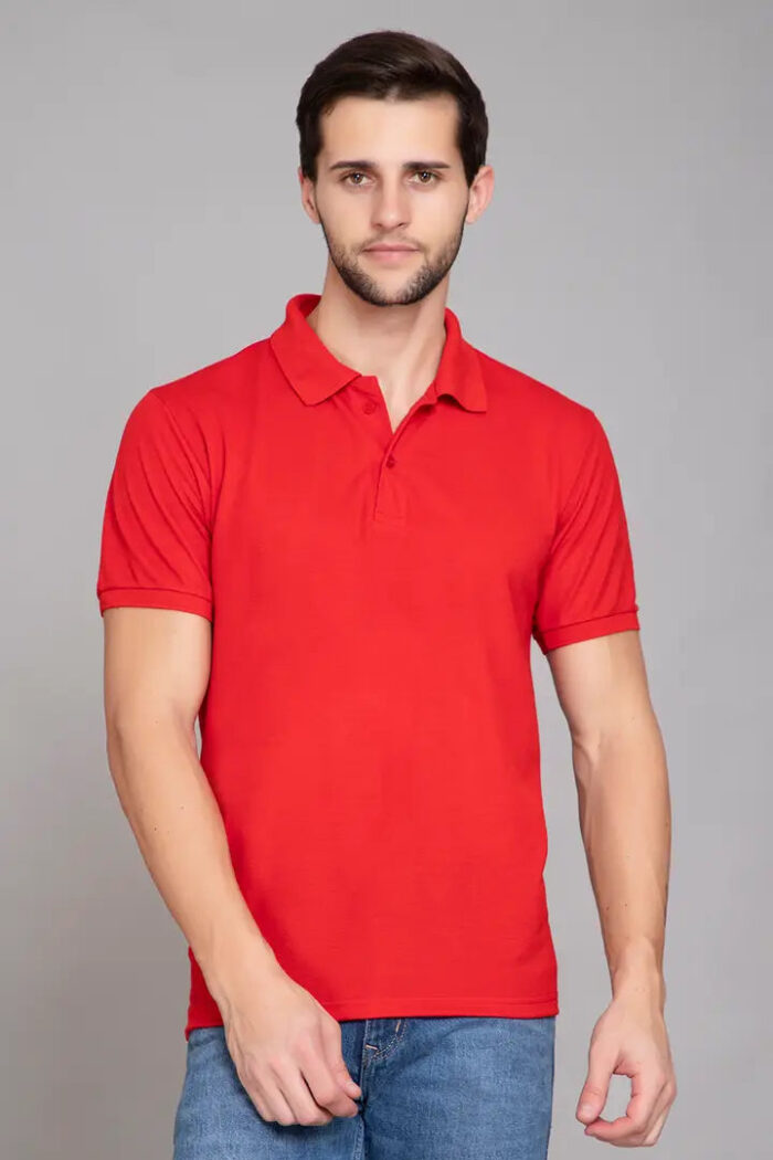 Men Solid Polo Neck Black T-Shirt