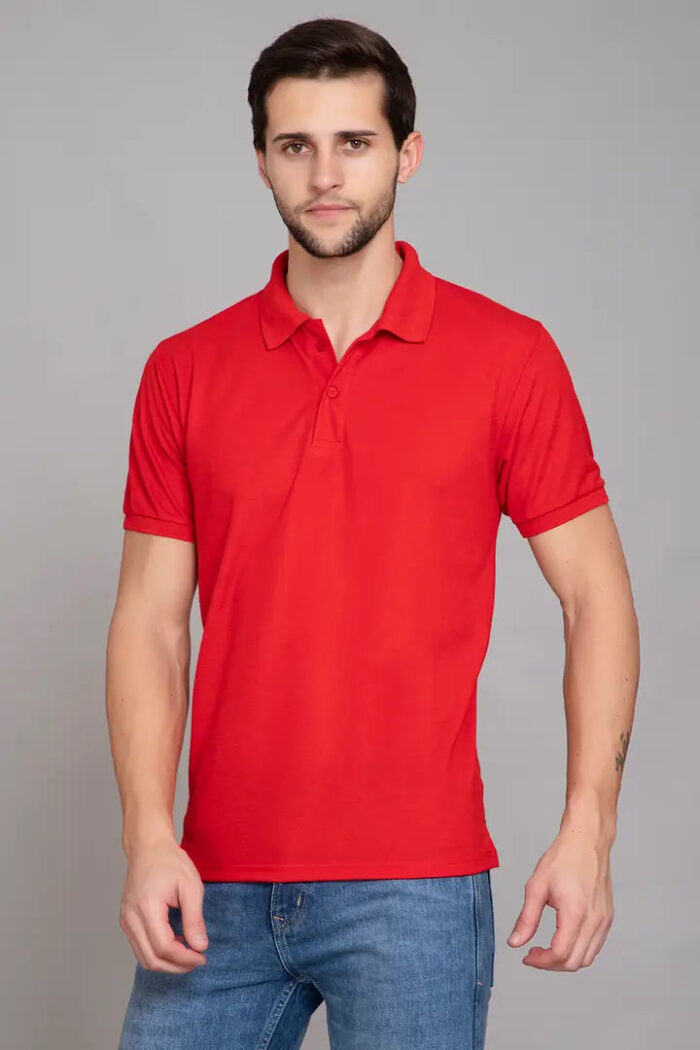 Men Solid Polo Neck Black T-Shirt