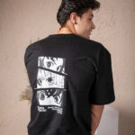 Oversize black anime printed t-shirts