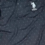 Elegant Black Cotton Blend Printed Short-sleeve Polos For Men