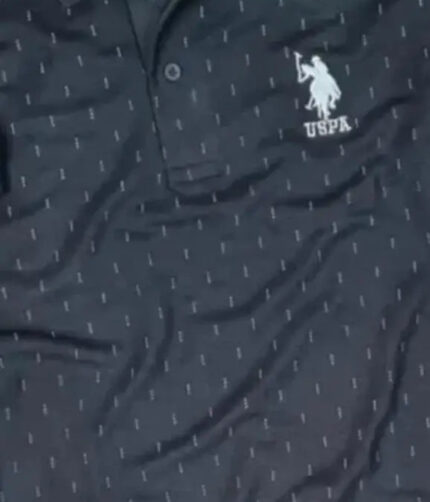 Elegant Black Cotton Blend Printed Short-sleeve Polos For Men