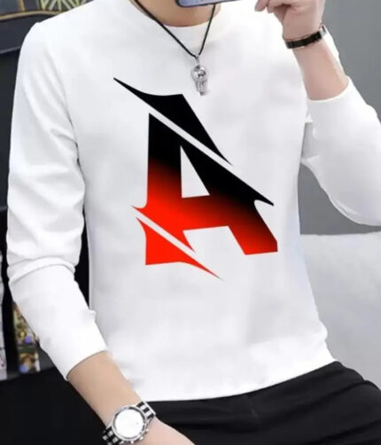 Polyester Round Neck Full Sleeve Casual Men tshirt