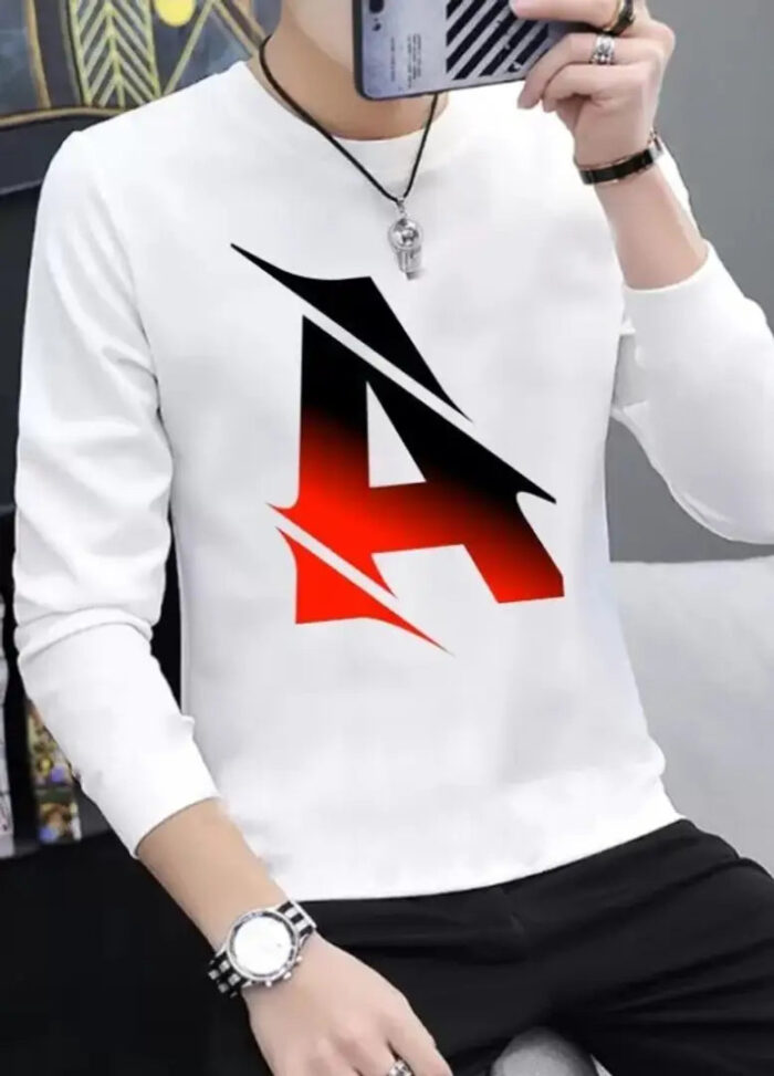Polyester Round Neck Full Sleeve Casual Men tshirt