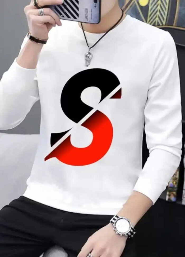 Polyester Round Neck Full Sleeve Casual Men tshirt