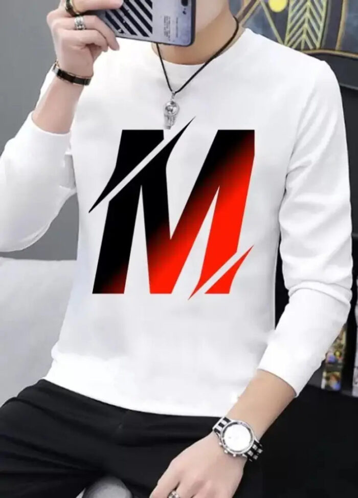 Polyester Round Neck Full Sleeve Casual Men tshirt
