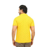 Elegant Yellow Cotton Blend Printed Polos For Men
