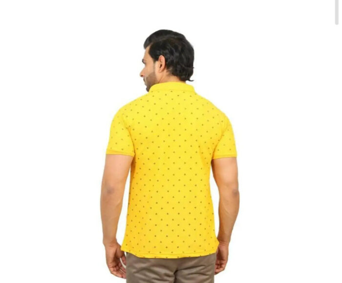Elegant Yellow Cotton Blend Printed Polos For Men