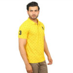 Elegant Yellow Cotton Blend Printed Polos For Men