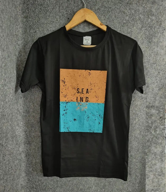Trendy Cotton Blend Black Tees For Men