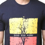 Reliable Blue Cotton Blend Printed Round Neck Tees For Men