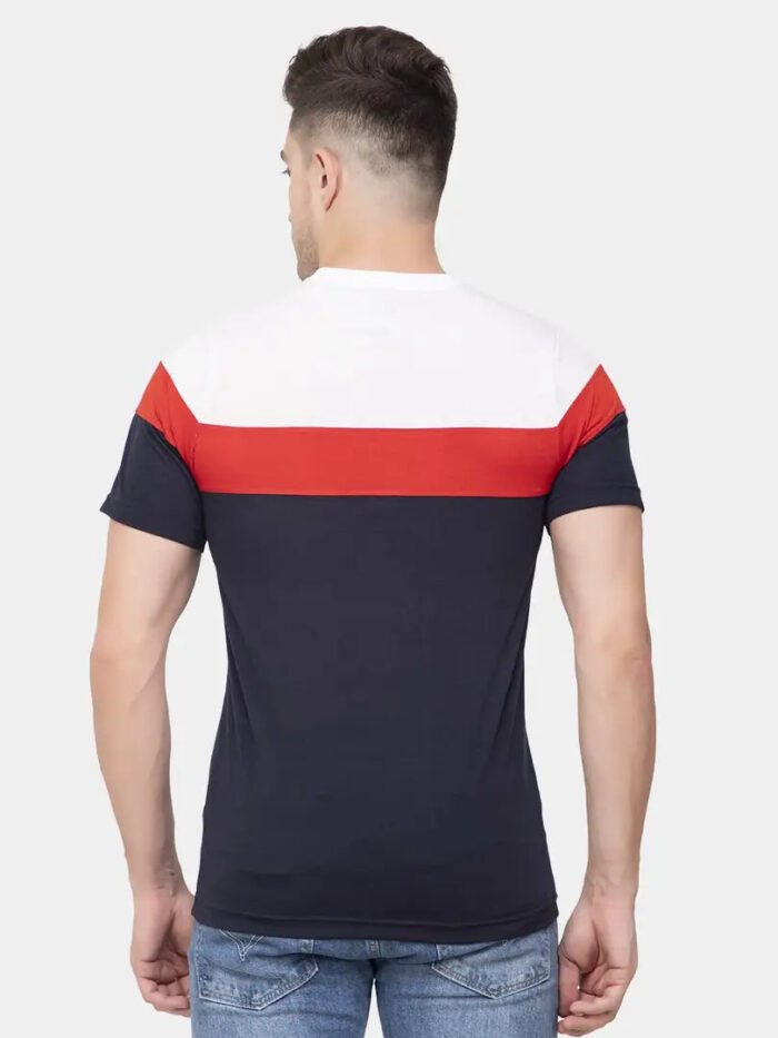 Ekom Cotton Blend T-Shirt for Men  Boys | Half Sleeve Color Block Tshirt