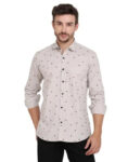FEBIA Mens Cottonblend Polka Print Fullsleeve Shirt