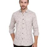 FEBIA Mens Cottonblend Polka Print Fullsleeve Shirt