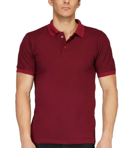 More  More Men's Solid Regular Fit Polo