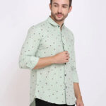 FEBIA Mens Cottonblend Polka Print Fullsleeve Shirt