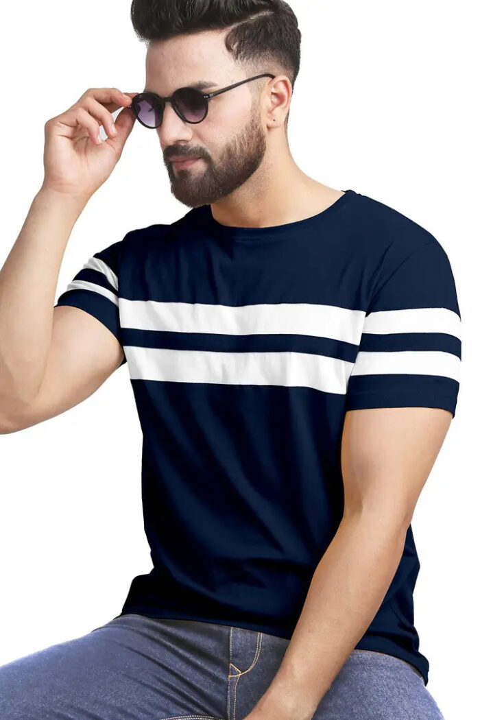 39765114-b82b-4daa-a9fd-357e54ba915c_11218543-originnm80prcnt AUSK Men's Regular Round Neck Half Sleeves T-Shirts (Color:Navy Blue & White-Size:Large)
