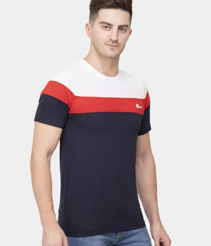 Ekom Cotton Blend T-Shirt for Men Boys | Half Sleeve Color Block Tshirt