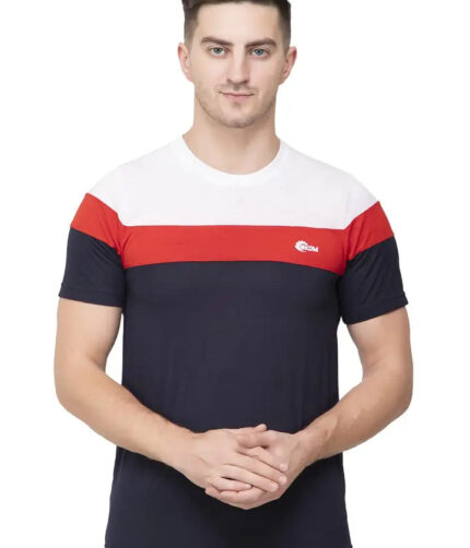 Ekom Cotton Blend T-Shirt for Men Boys | Half Sleeve Color Block Tshirt