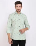 FEBIA Mens Cottonblend Polka Print Fullsleeve Shirt