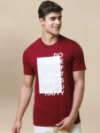 Reliable Red Cotton Blend Printed Round Neck Tees For Men