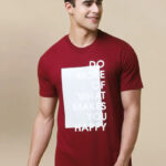 Reliable Red Cotton Blend Printed Round Neck Tees For Men