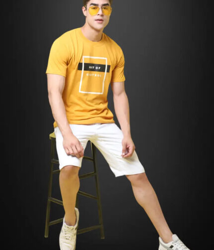 Reliable Cotton Blend Printed Round Neck Tshirt For Men