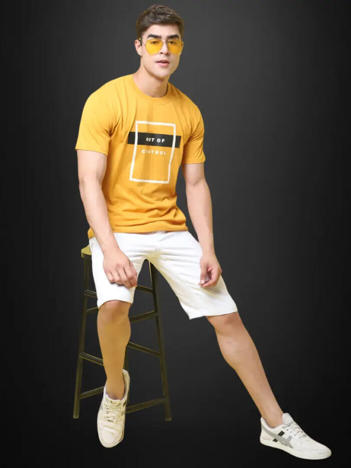 Reliable Cotton Blend Printed Round Neck Tshirt For Men