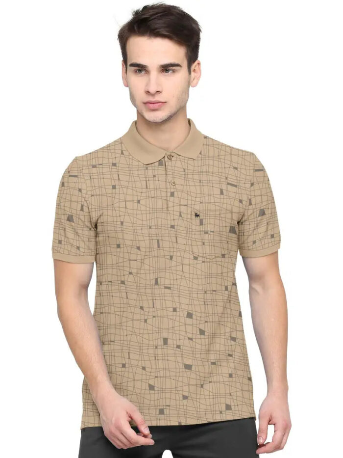 BULLMER Mens Regular Fit Printed Polo Collared Tshirt