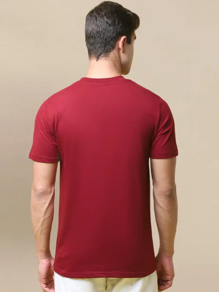 Reliable Red Cotton Blend Printed Round Neck Tees For Men