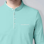 AUSK Men's Cotton Henley Neck Full Sleeve Solid Regular Fit T-Shirt (Small; SkyBlue)