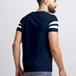 AUSK Men's Regular Round Neck Half Sleeves T-Shirts (Color:Navy Blue & White-Size:Large)