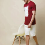 Reliable Red Cotton Blend Printed Round Neck Tees For Men