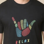 Reliable Black Cotton Blend Printed Round Neck Tees For Men